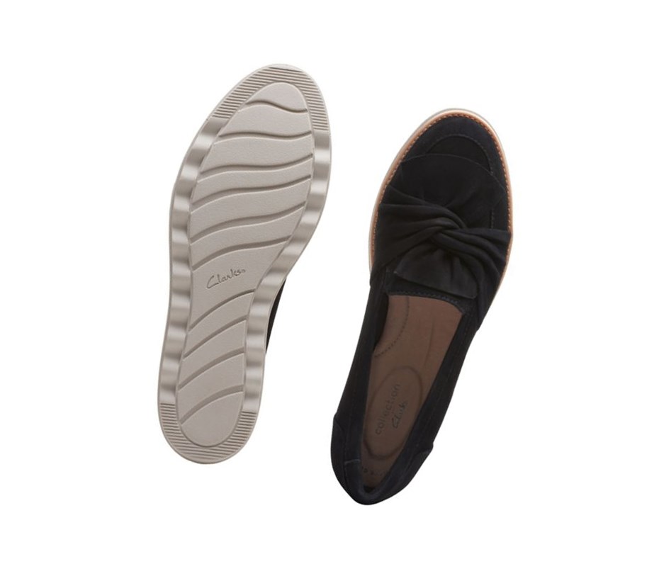 Clarks Sharon Dasher Wildleder Weite Fit Loafers Damen Schwarz | CAYI79340