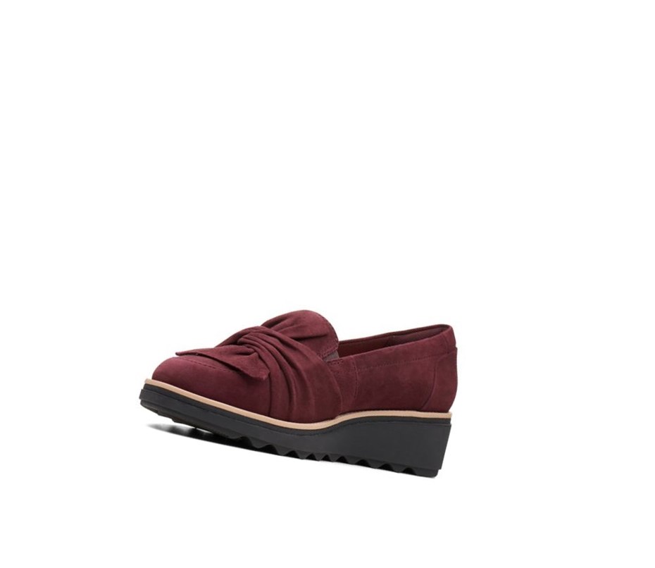 Clarks Sharon Dasher Wildleder Weite Fit Loafers Damen Bordeaux | GFER10685