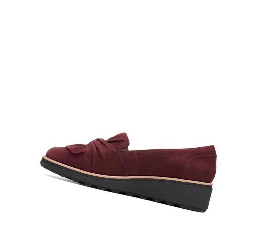 Clarks Sharon Dasher Wildleder Weite Fit Loafers Damen Bordeaux | GFER10685
