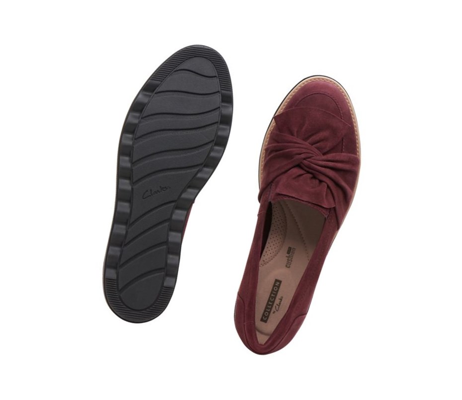 Clarks Sharon Dasher Wildleder Weite Fit Loafers Damen Bordeaux | GFER10685