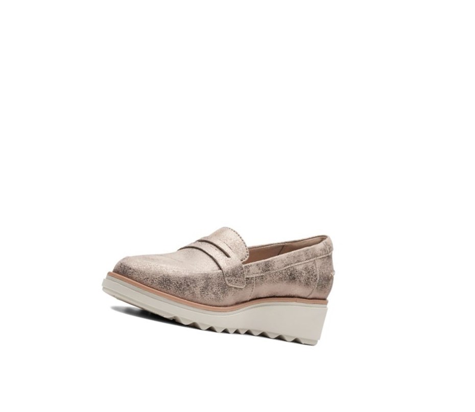 Clarks Sharon Ranch Wildleder Loafers Damen Silber Metal | OBJN20743