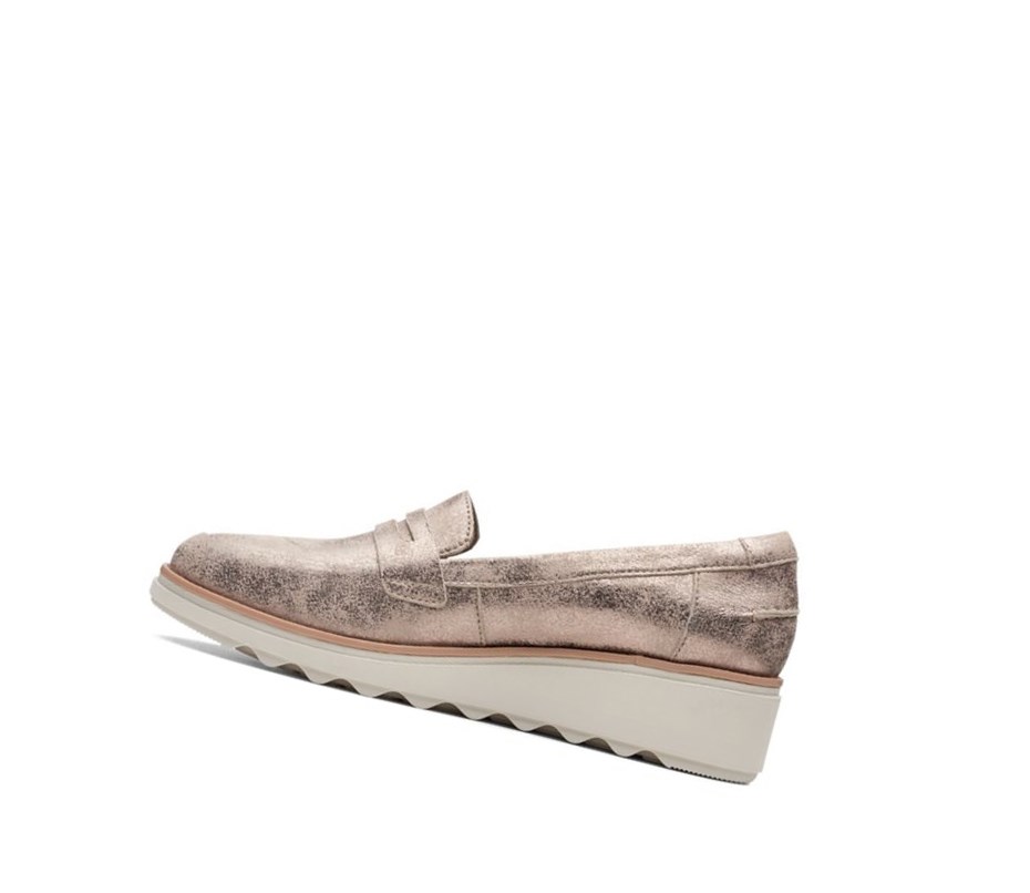 Clarks Sharon Ranch Wildleder Loafers Damen Silber Metal | OBJN20743