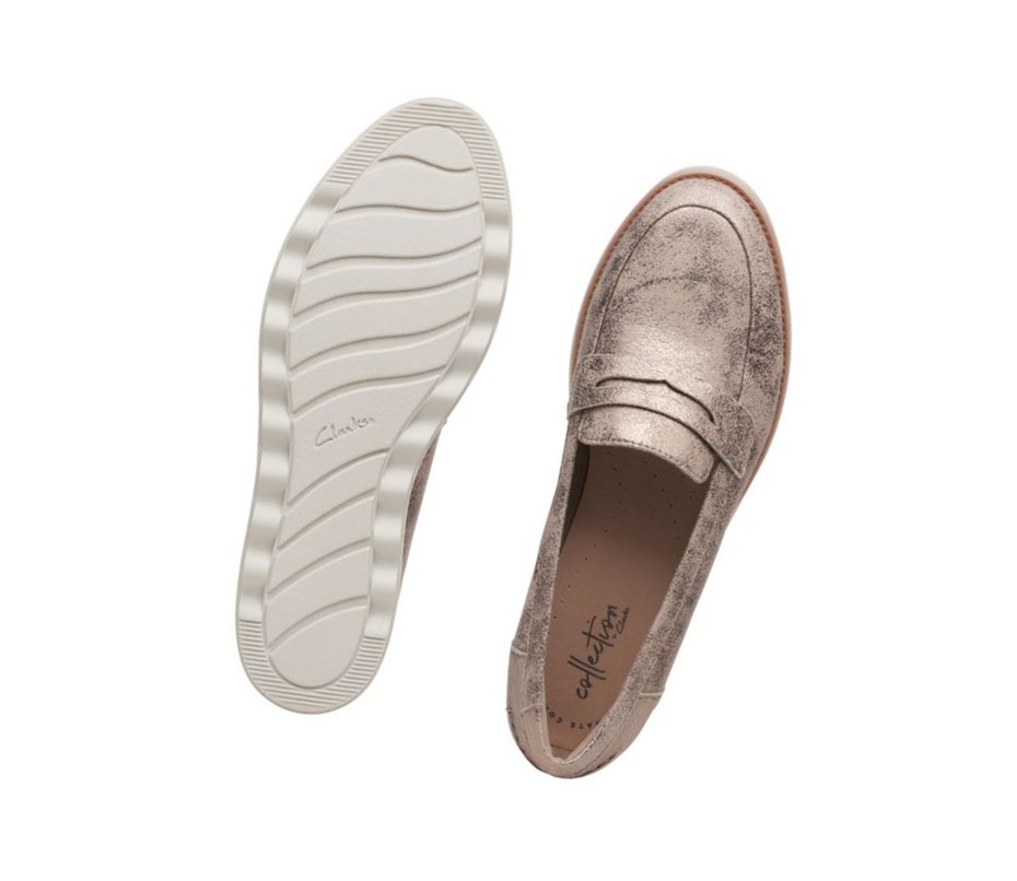Clarks Sharon Ranch Wildleder Loafers Damen Silber Metal | OBJN20743