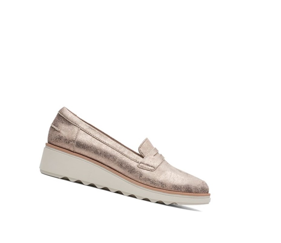 Clarks Sharon Ranch Wildleder Loafers Damen Silber Metal | OBJN20743