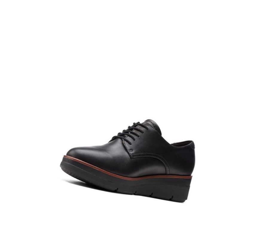 Clarks Shaylin Spitze Leder Lederschuhe Damen Schwarz | LUWM13258