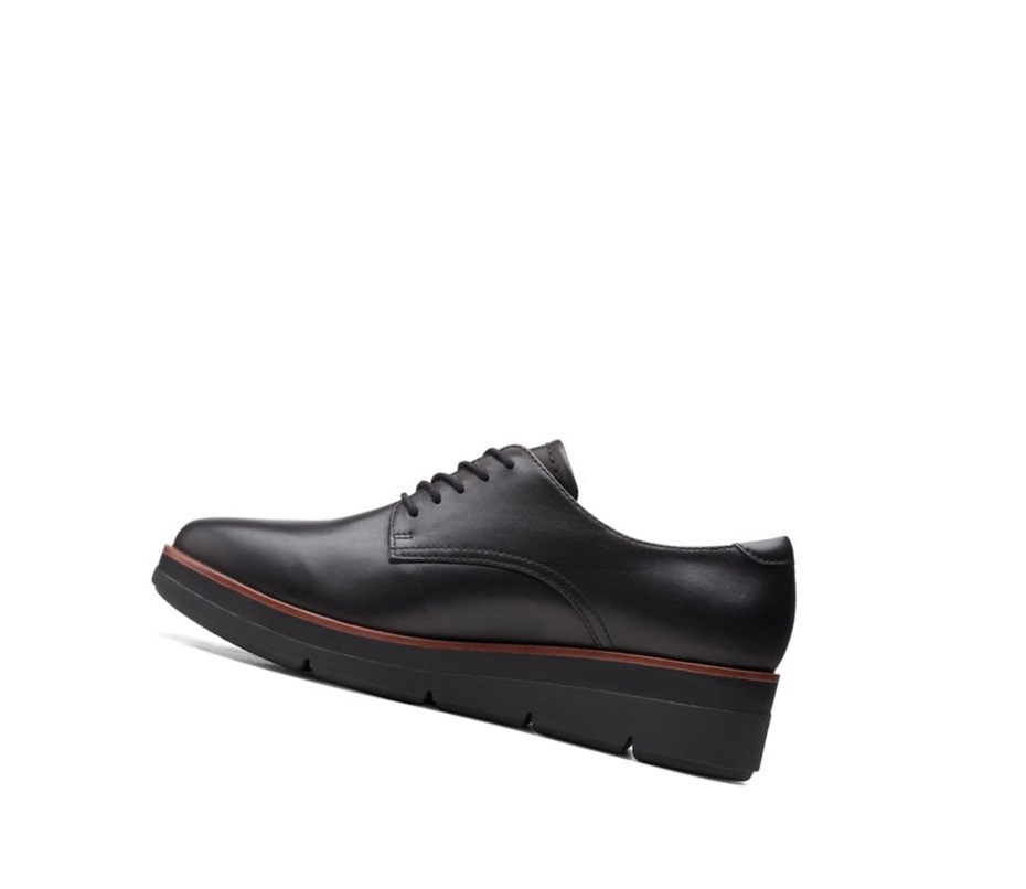 Clarks Shaylin Spitze Leder Lederschuhe Damen Schwarz | LUWM13258