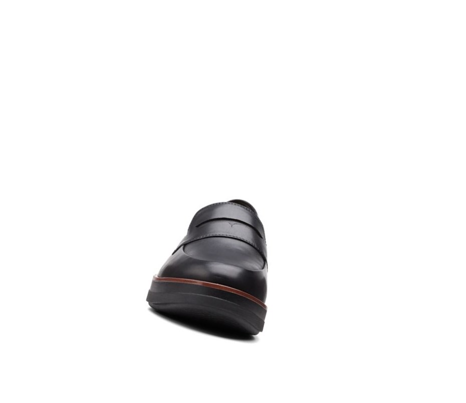 Clarks Shaylin Step Leder Weite Fit Slip On Schuhe Damen Schwarz | DIJL87439