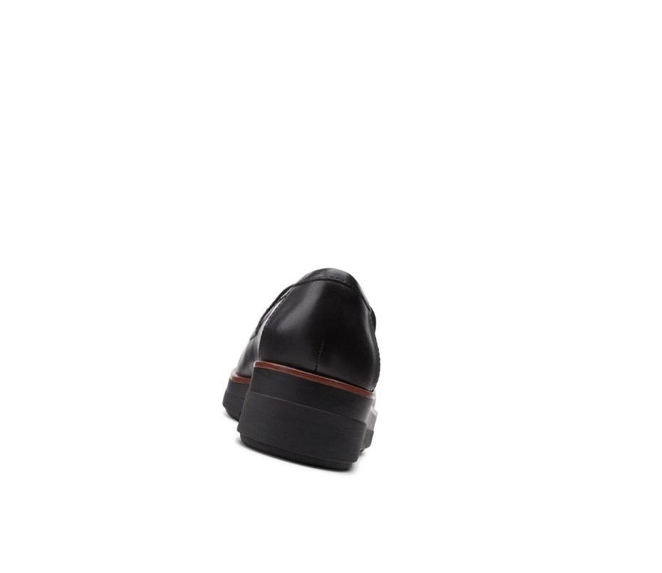 Clarks Shaylin Step Leder Weite Fit Slip On Schuhe Damen Schwarz | DIJL87439