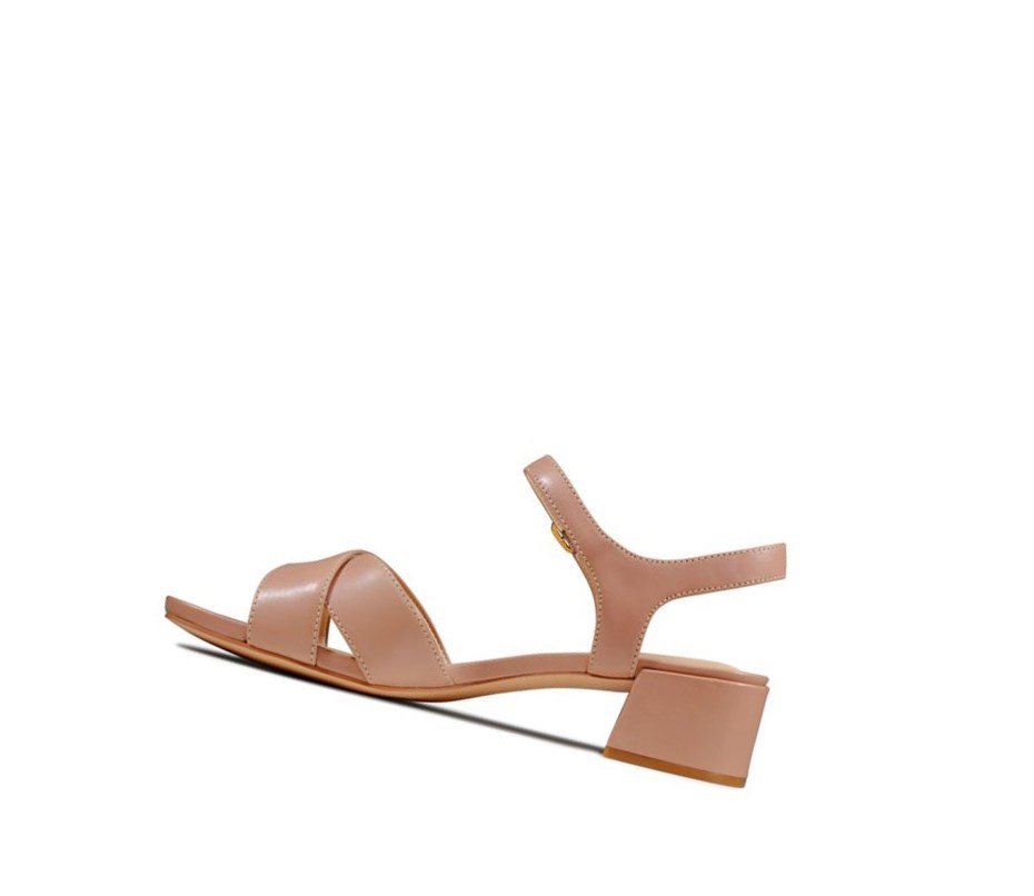 Clarks Sheer 35 Riemen Leder Sandalen Absatz Damen Hautfarbe | JEIN90628