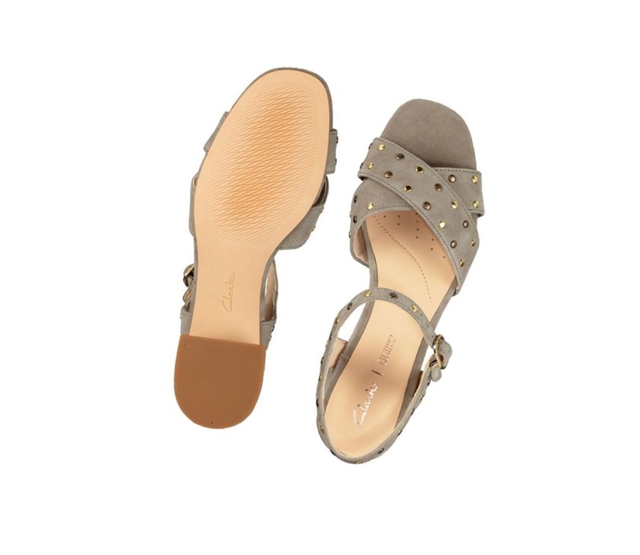 Clarks Sheer 35 Riemen Wildleder Sandalen Absatz Damen Olivgrün | JOMD75928