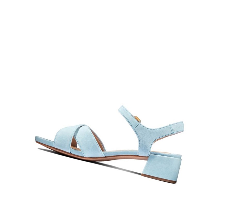 Clarks Sheer 35 Riemen Wildleder Sandalen Absatz Damen Hellblau | XENQ72930