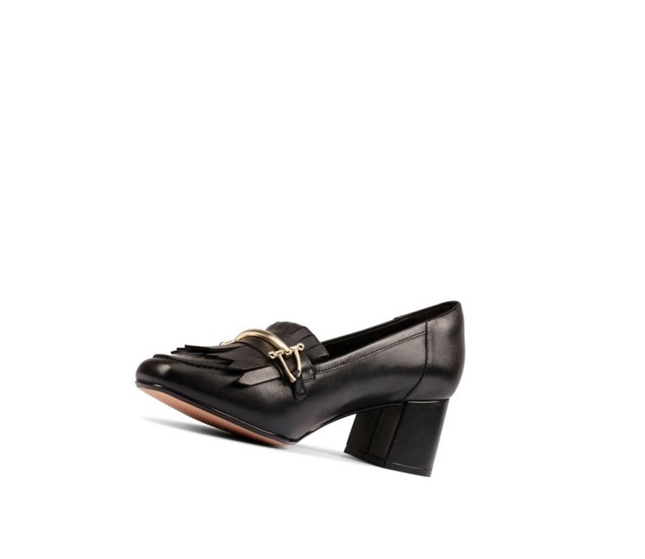 Clarks Sheer 55 Leder Slip On Schuhe Damen Schwarz | REQB46091