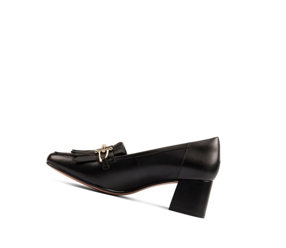 Clarks Sheer 55 Leder Slip On Schuhe Damen Schwarz | REQB46091