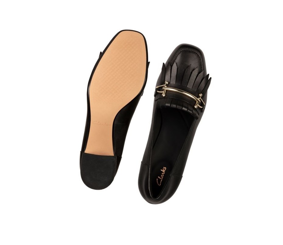 Clarks Sheer 55 Leder Slip On Schuhe Damen Schwarz | REQB46091