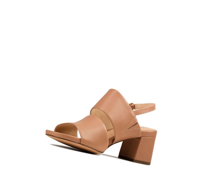 Clarks Sheer 55 Sling Leder Sandalen Absatz Damen Hautfarbe | SFQC57924