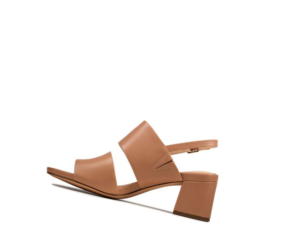 Clarks Sheer 55 Sling Leder Sandalen Absatz Damen Hautfarbe | SFQC57924