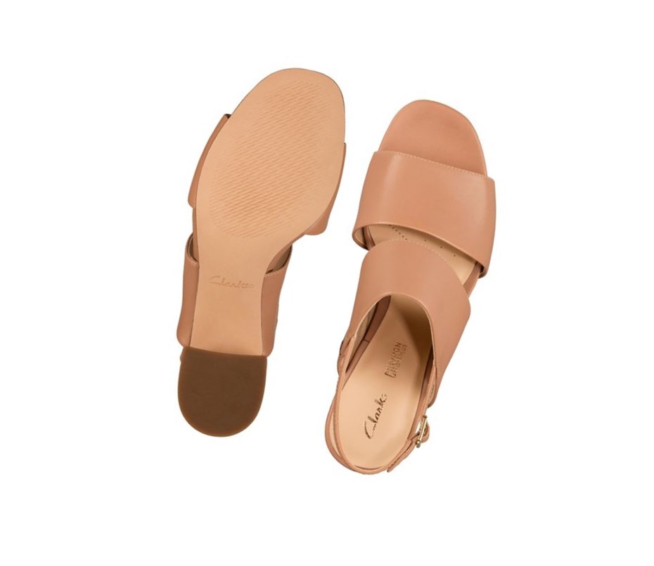Clarks Sheer 55 Sling Leder Sandalen Absatz Damen Hautfarbe | SFQC57924