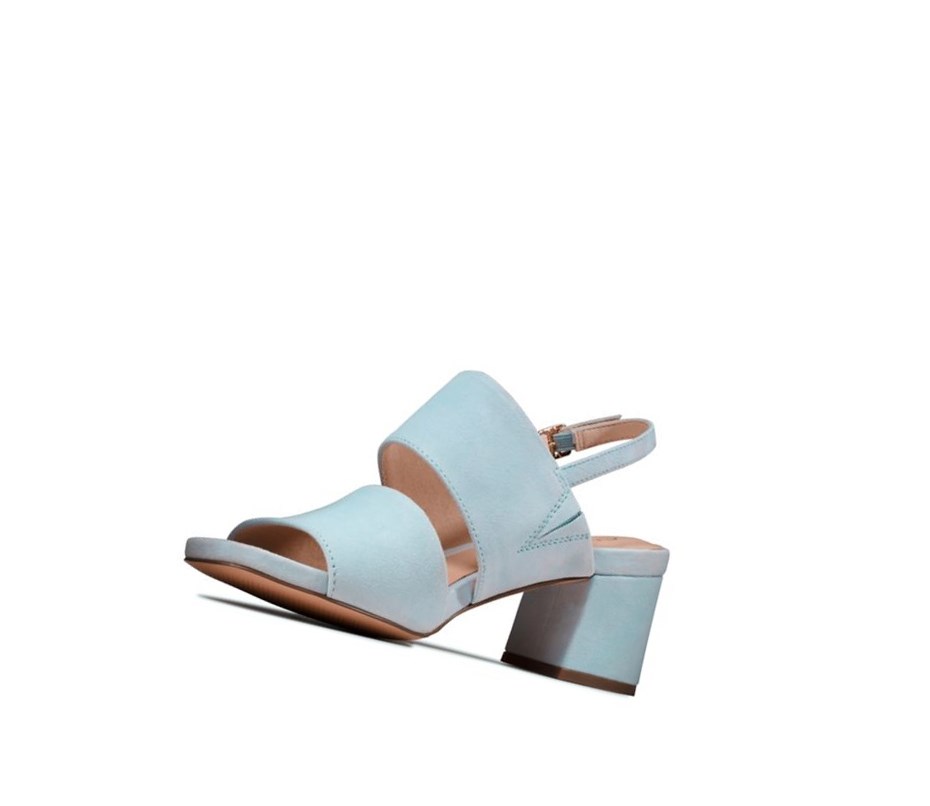 Clarks Sheer 55 Sling Wildleder Sandalen Absatz Damen Hellblau | KWEG64813
