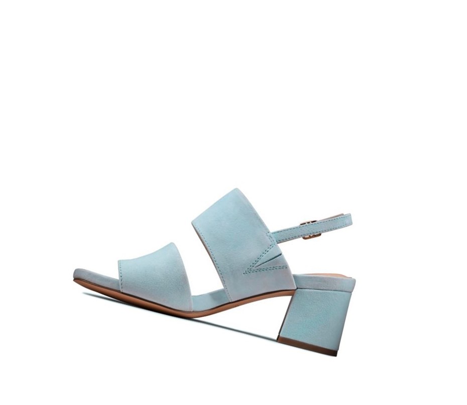 Clarks Sheer 55 Sling Wildleder Sandalen Absatz Damen Hellblau | KWEG64813