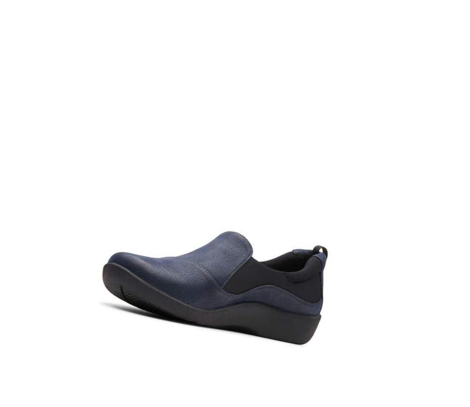 Clarks Sillian Paz Weite Fit Slip On Schuhe Damen Navy | XOFI58734