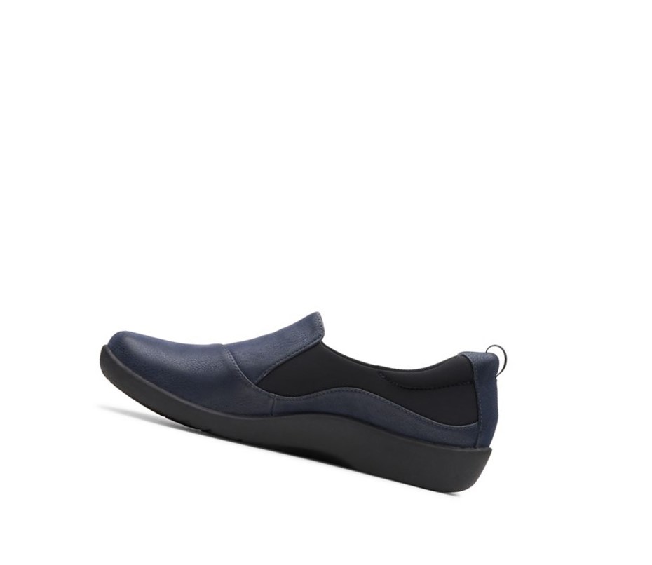 Clarks Sillian Paz Weite Fit Slip On Schuhe Damen Navy | XOFI58734