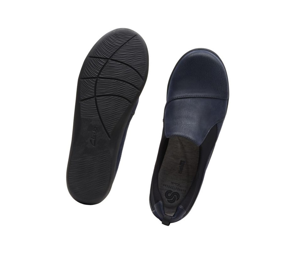 Clarks Sillian Paz Weite Fit Slip On Schuhe Damen Navy | XOFI58734