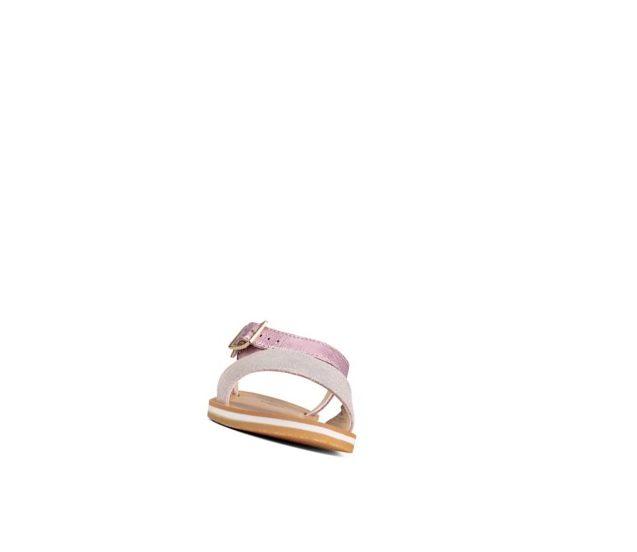 Clarks Skylark Hope Leder Lässige Sandalen Mädchen Rosa Metal | EHKI29137