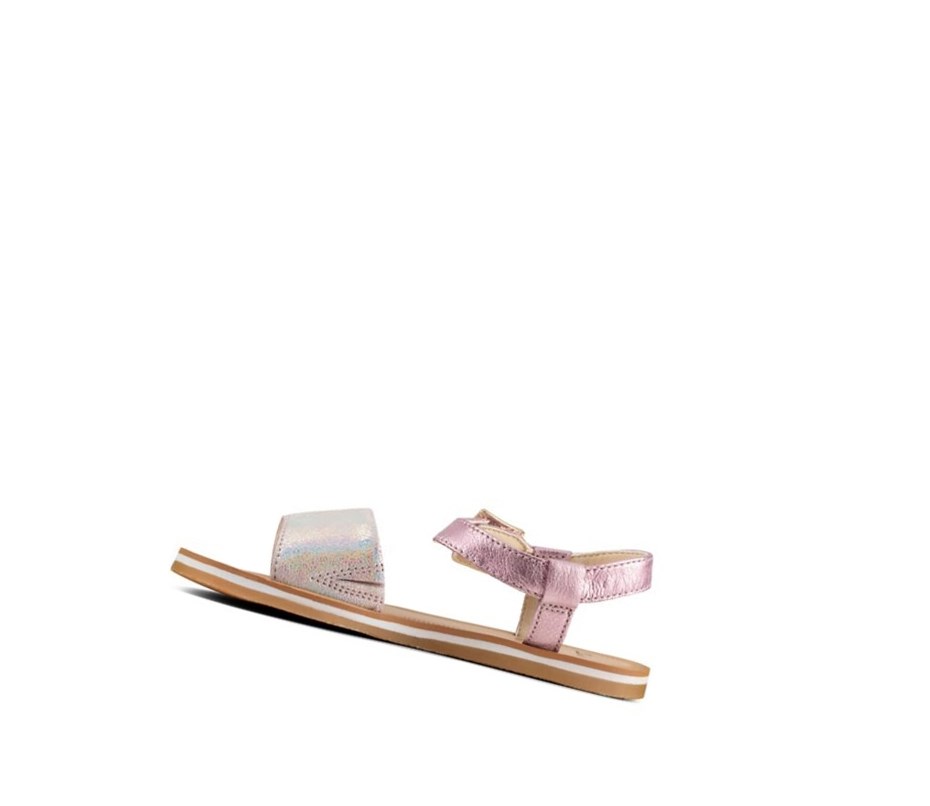 Clarks Skylark Hope Leder Lässige Sandalen Mädchen Rosa Metal | EHKI29137