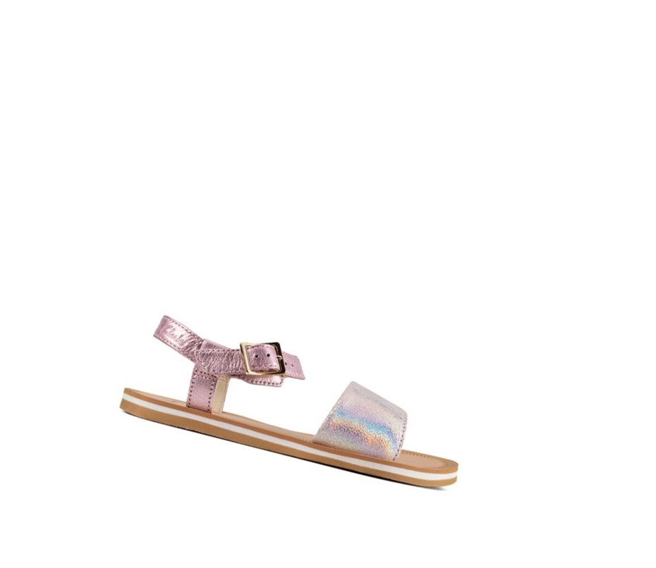 Clarks Skylark Hope Leder Lässige Sandalen Mädchen Rosa Metal | EHKI29137