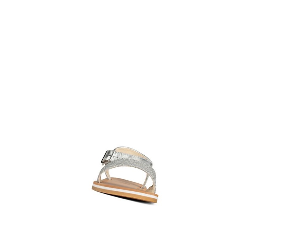 Clarks Skylark Hope Leder Lässige Sandalen Mädchen Silber | NKGH08691