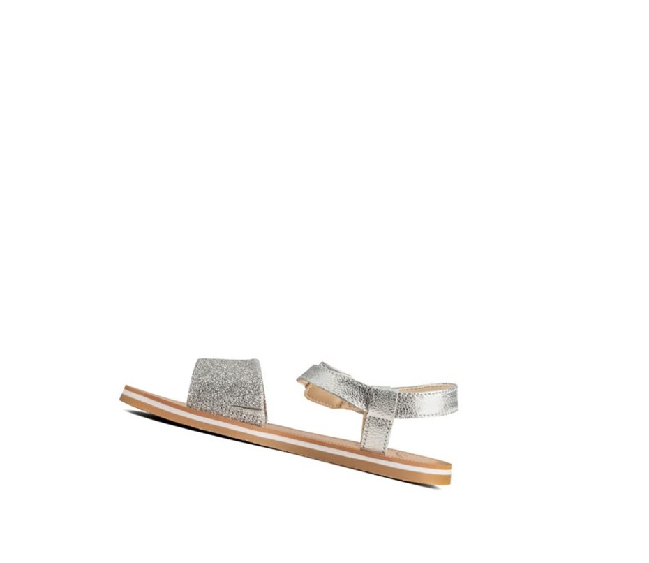 Clarks Skylark Hope Leder Lässige Sandalen Mädchen Silber | NKGH08691