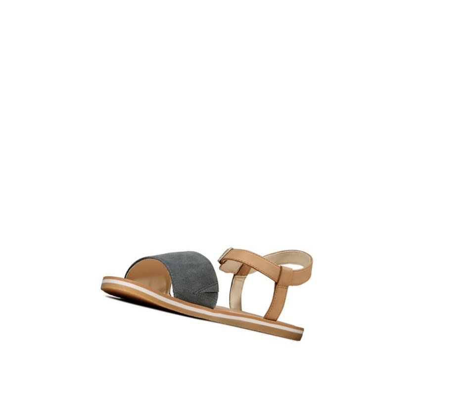 Clarks Skylark Pure Wildleder Lässige Sandalen Mädchen Tiefesblau Braun | HPIX91205
