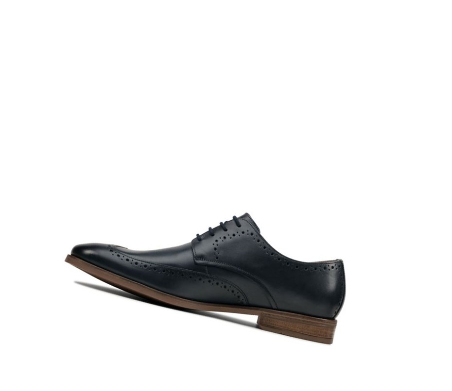 Clarks Stanford Limit Leder Lederschuhe Herren Navy | JMWF58610