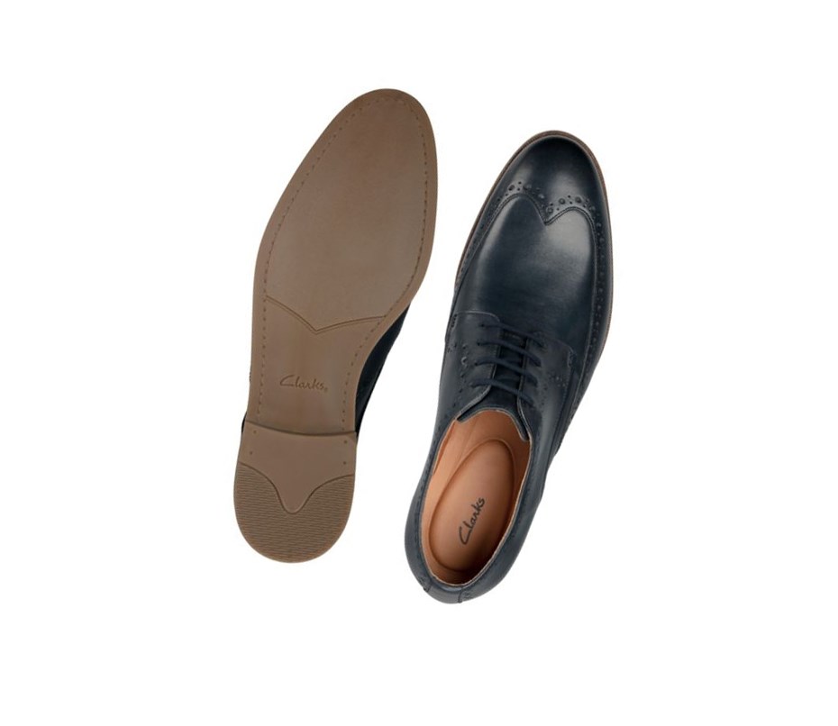 Clarks Stanford Limit Leder Lederschuhe Herren Navy | JMWF58610