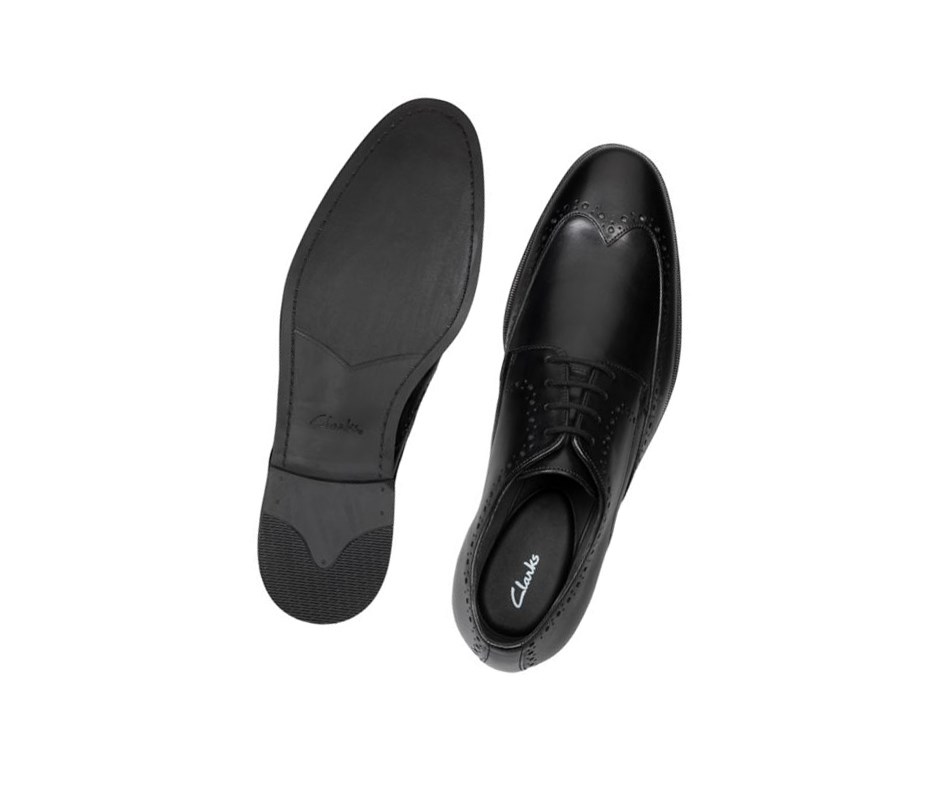 Clarks Stanford Limit Leder Weite Fit Lederschuhe Herren Schwarz | NAJC62975