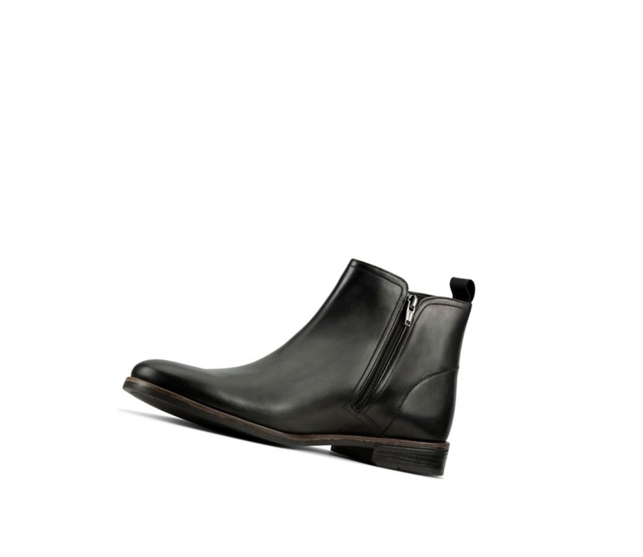 Clarks Stanford Zip Leder Chelsea Boots Herren Schwarz | GEIW14865