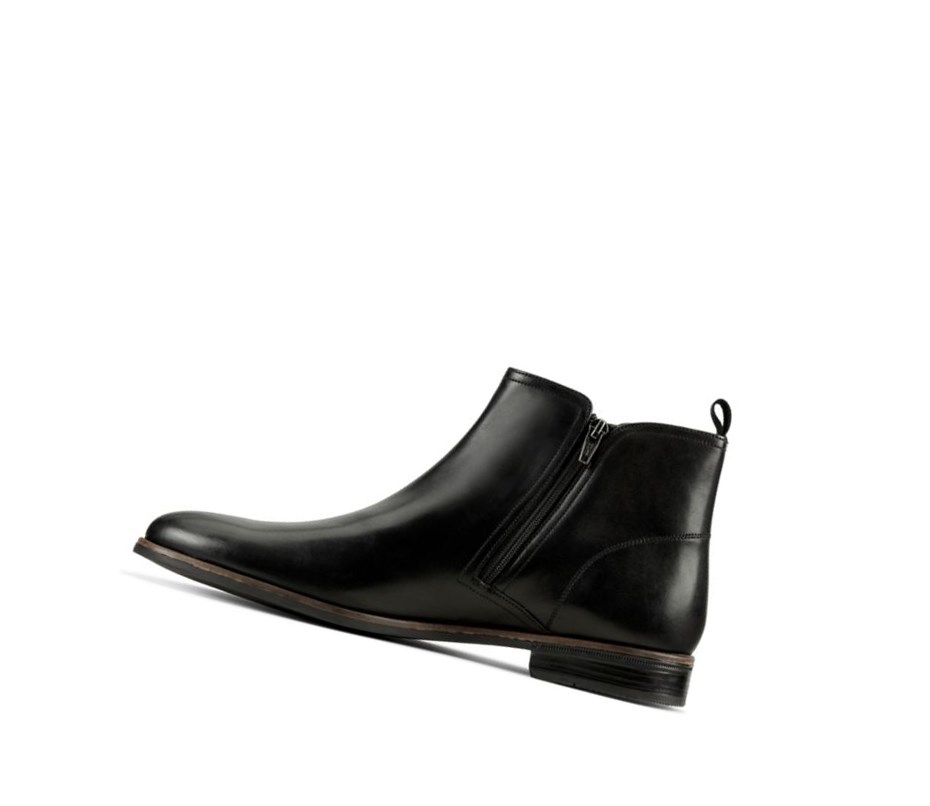 Clarks Stanford Zip Leder Chelsea Boots Herren Schwarz | GEIW14865