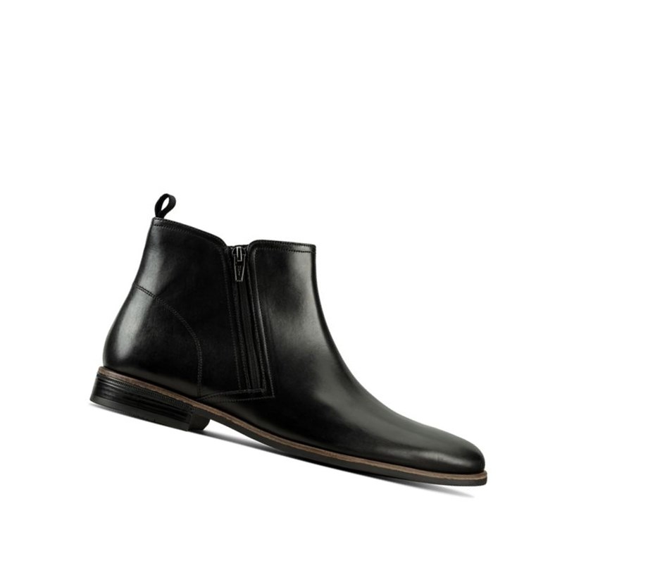 Clarks Stanford Zip Leder Chelsea Boots Herren Schwarz | GEIW14865
