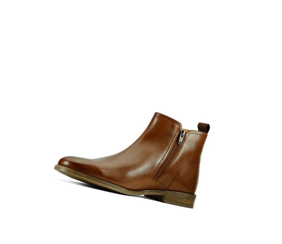 Clarks Stanford Zip Leder Chelsea Boots Herren Braun | UNFB60157