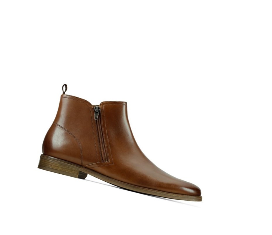 Clarks Stanford Zip Leder Chelsea Boots Herren Braun | UNFB60157