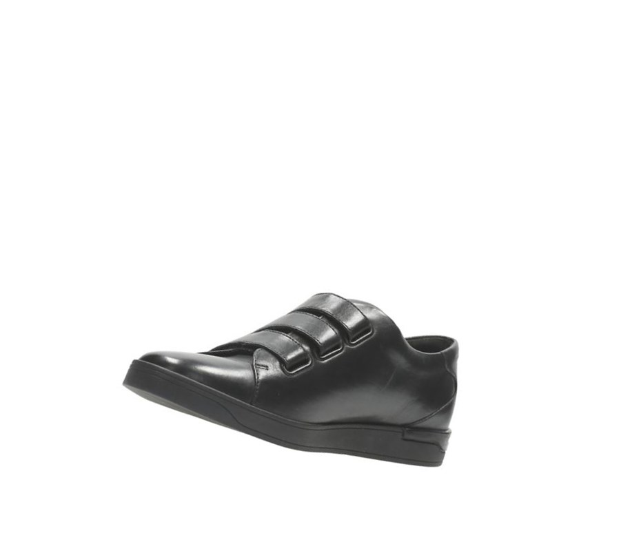 Clarks Stanway Flow Leder Sneakers Herren Schwarz | KPWI17820