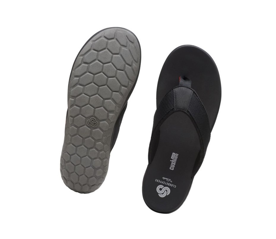 Clarks Step Beat Dune Textil Lässige Sandalen Herren Schwarz | KTZX89523