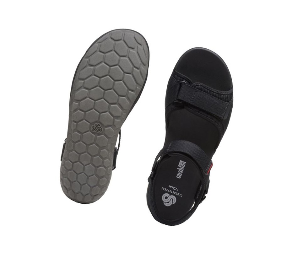 Clarks Step Beat Sun Textil Lässige Sandalen Herren Schwarz | XWHC32058