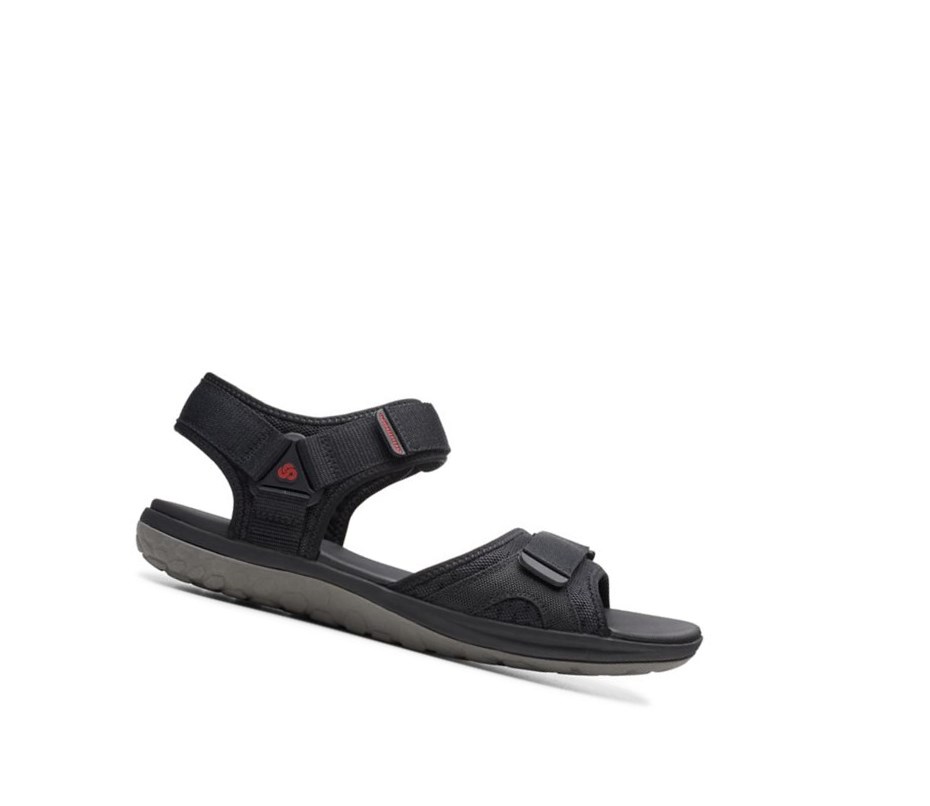 Clarks Step Beat Sun Textil Lässige Sandalen Herren Schwarz | XWHC32058