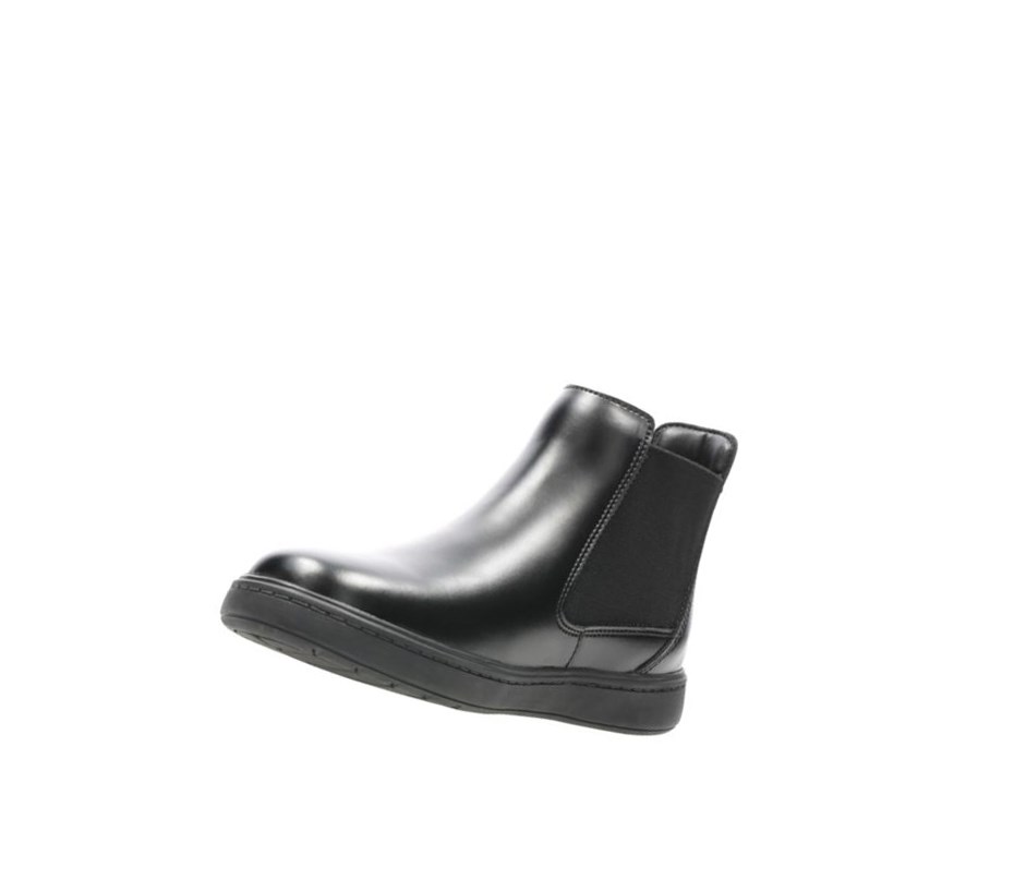 Clarks Street Edge Leder Chelsea Boots Jungen Schwarz | YFPS61274