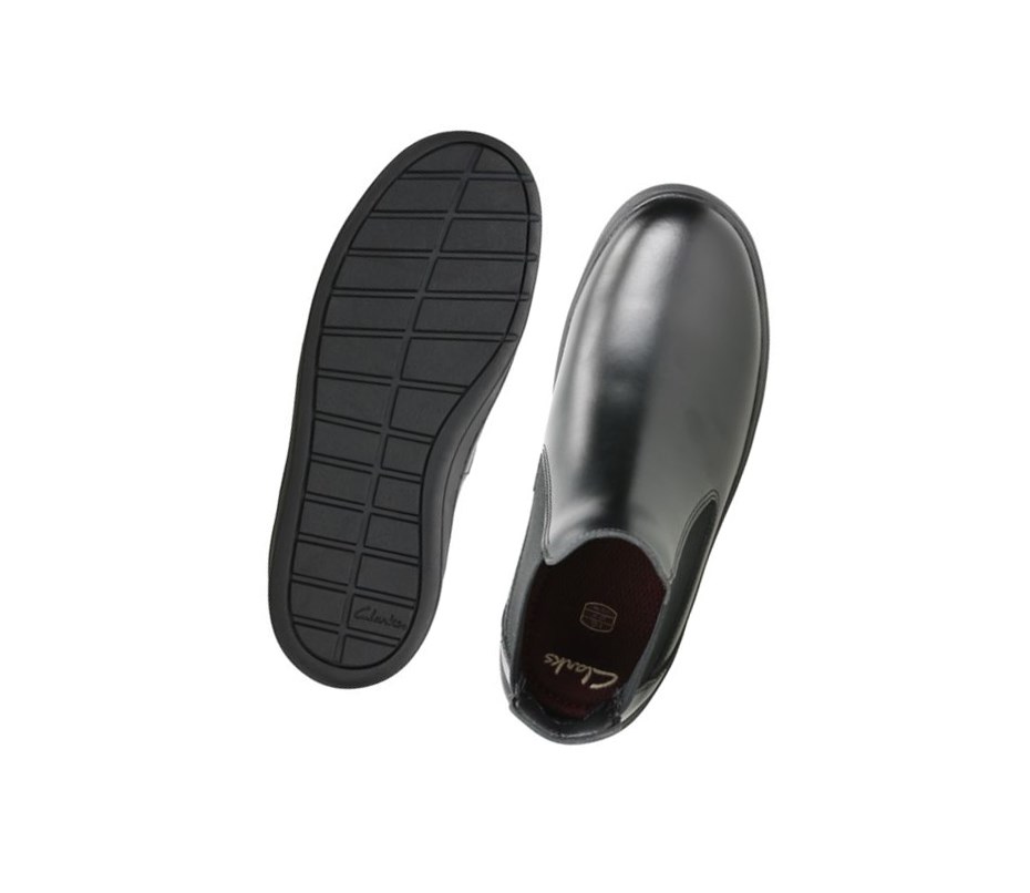 Clarks Street Edge Leder Chelsea Boots Mädchen Schwarz | PHTK62041