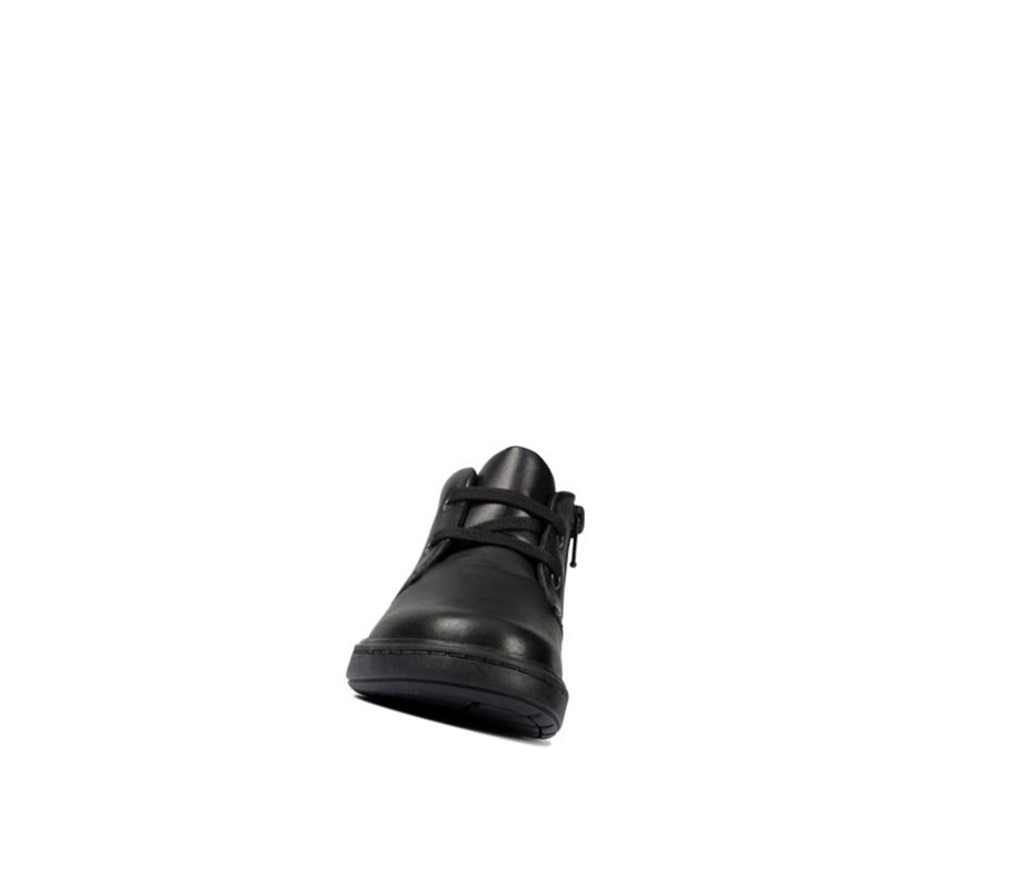 Clarks Street Step Leder Stiefeletten Jungen Schwarz | VGHA98672