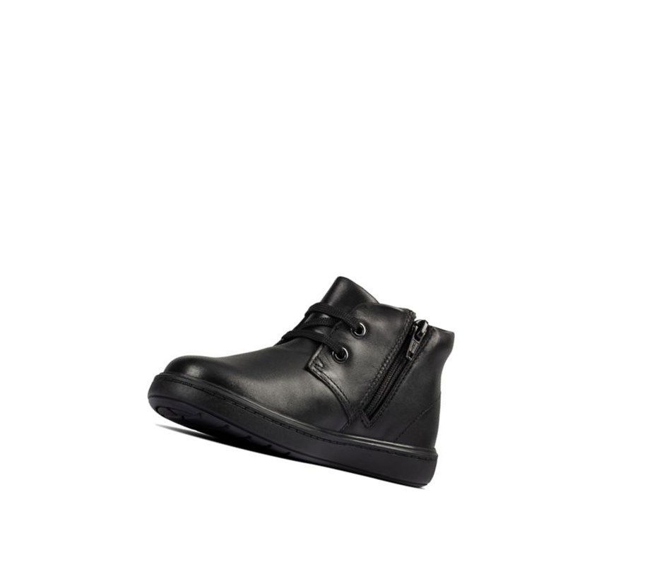 Clarks Street Step Leder Stiefeletten Mädchen Schwarz | EFYH18745