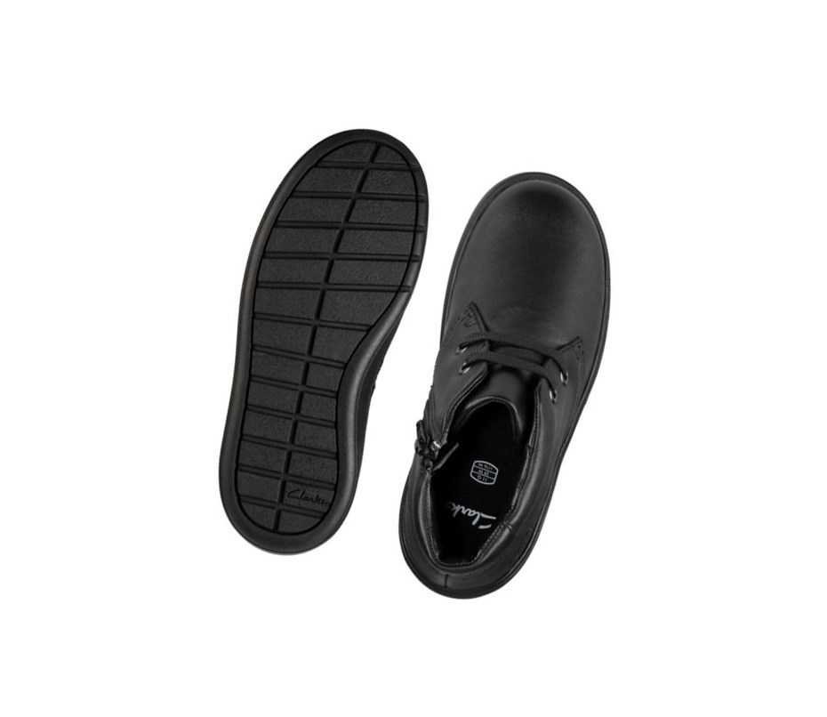 Clarks Street Step Leder Stiefeletten Mädchen Schwarz | EFYH18745