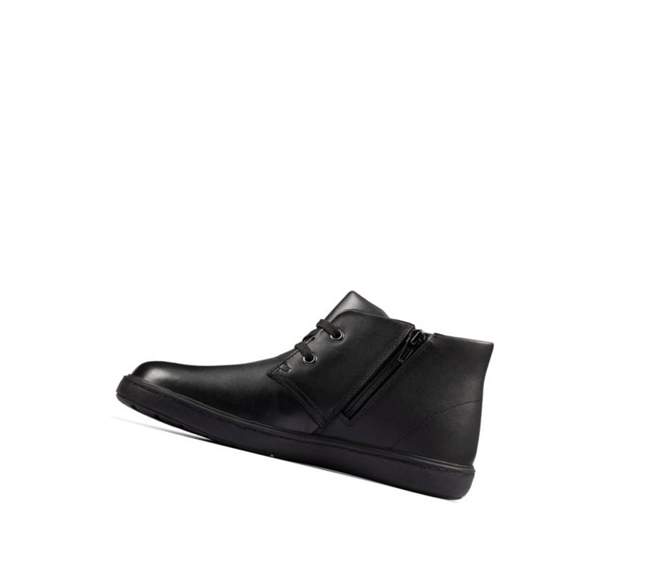 Clarks Street Step Leder Stiefeletten Mädchen Schwarz | XKRG24087